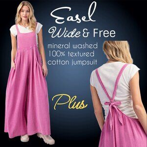 EASEL "Wide & Free" Soft Cotton Mineral Washed Jumper Wide Statement Leg Pockets